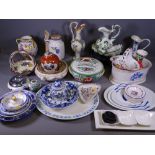 MIXED POTTERY, PORCELAIN & GLASSWARE including Japanese Satsuma, modern Dutch delft ware and