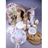 CAPODIMONTE STYLE and other European porcelain figurines, Beswick character jugs, composition bird