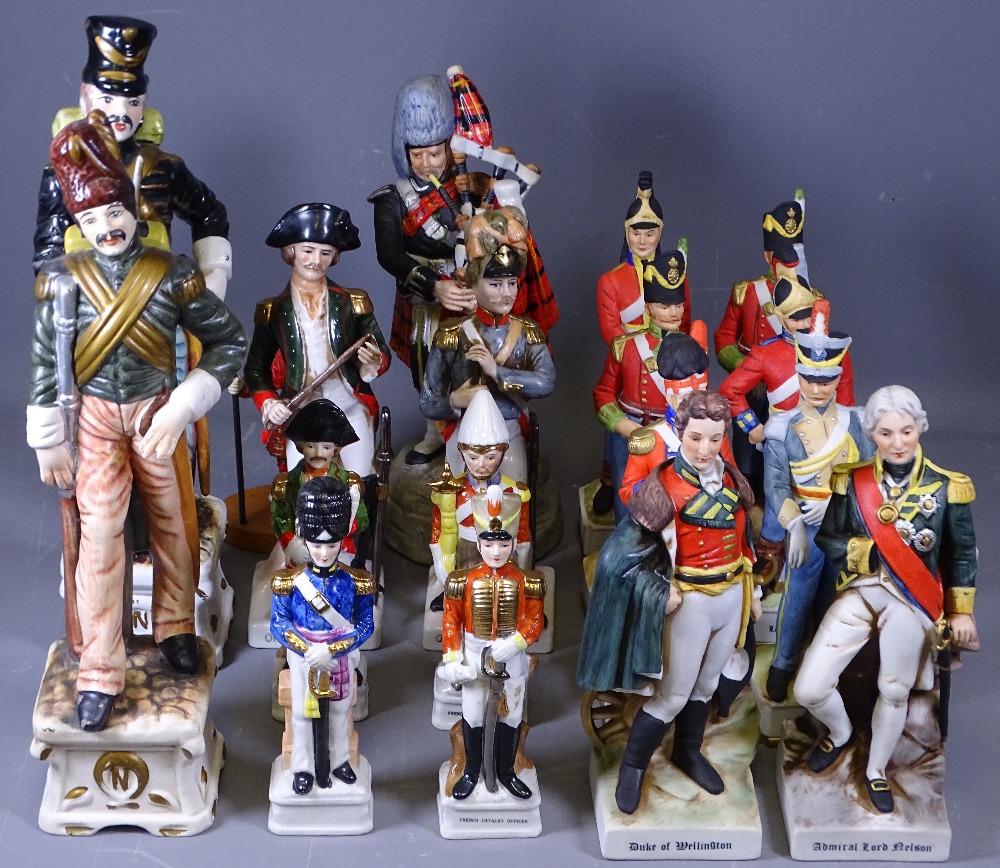 CAPODIMONTE STYLE & OTHER MILITARY UNIFORMED FIGURINES (18)