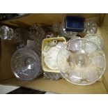 VICTORIAN COMPORT, CUT & OTHER BOWLS & DECANTERS, Caithness paperweights and a small collection of