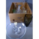 CUT & OTHER GLASS DECANTERS & STOPPERS with Art form glassware, a quantity