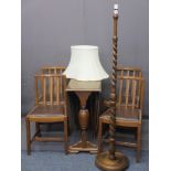 POLISHED GATE-LEG TABLE & A SET OF FOUR CHAIRS, 76cms H, 91cms W, 38cms D closed, 154cms open and