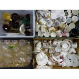 BONE CHINA TEAWARE, COMMEMORATIVES, colourful and other glassware, a mixed quantity (4 boxes)