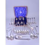 SILVER TEASPOONS & OTHER TABLEWARE, approximately 11 troy ozs gross weighable including four