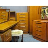 G PLAN TEAK MID-CENTURY BEDROOM FURNITURE comprising two door wardrobe, 175cms H, 91cms W, 59cms