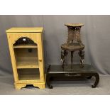 VINTAGE & LATER FURNITURE PARCEL, four items including a carved Chinese glass top coffee table,