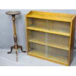 BOOKSHELF WITH SLIDING GLASS DOORS, 105cms H, 81cms W, 90cms D and a period mahogany planter