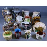 GERMAN STONEWARE STEINS, Victorian and later jugs and vases ETC