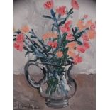 LAUREN LINDEE acrylic - still life, flowers in a glass vase, signed and entitled verso 'The Glass