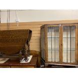 WALNUT CHINA DISPLAY CABINET and a polished oak gate-leg dining table, 120cms max H, 103cms W, 33cms