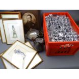 MIXED COLLECTABLES including vintage pewter, a quantity of golf related prints and a large