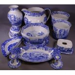 SPODE ITALIAN 14 PIECE COLLECTION including a large wash jug, 23.5cms H, 32cms across