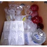 CRANBERRY & OTHER GLASSWARE, a quantity