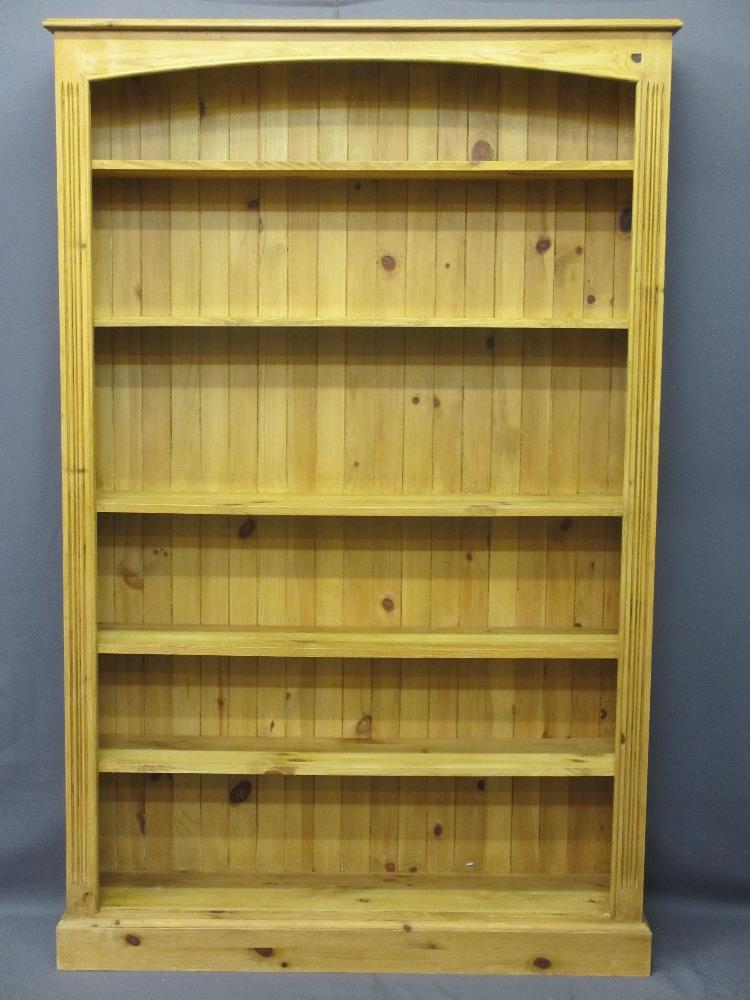 RUSTIC PINE BOOKCASE with adjustable shelves, 200cms H, 127cms W, 28cms D