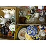 COLLECTABLE TEAPOTS, DECANTERS WITH STOPPERS, Staffordshire figurines, Chinese Blue & White jar