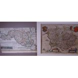 MAPS, two - a coloured and tinted map by THOMAS KITCHIN of Glamorganshire, unframed but card