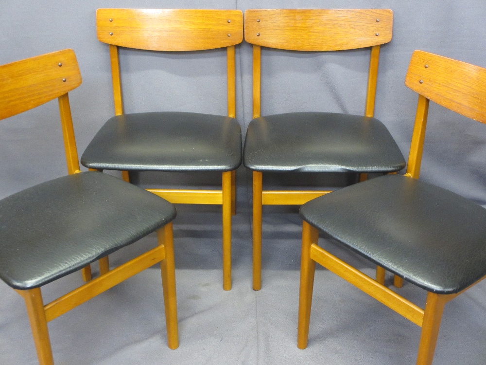 MID-CENTURY TEAK GATELEG TABLE, 72cms H, 37cms W, 81cms D (153cms open) and a set of four black - Image 3 of 3