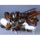 BESWICK WELSH MOUNTAIN PONY, Shire horse, 915 Model Foal and other horse figurines including two