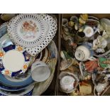 DECORATIVE WALL PLATES, tea ware, ornamental figurines and other collectable items (within 2 boxes)