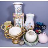 DECORATIVE VASES, JUGS & PLANTERS, makers include Wedgwood Jasperware, H J Wood Indian Tree, Royal