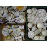 FLORAL DECORATED TEAWARE, decorative cups and saucers, Radford condiment set and other decorative