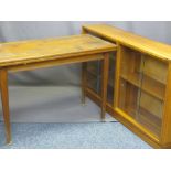 MID-CENTURY BOOKCASE with sliding glass doors, 78cms H, 136cms W, 28cms D and a rectangular