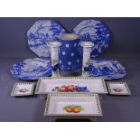 VILLEROY & BOCH CANDLESTICKS & TABLEWARE, Spode English Delft ware collection plates and a Blue