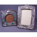 ART NOUVEAU SILVER & ENAMEL PHOTOGRAPH FRAME and one other, Birmingham 1904, maker Daniel George