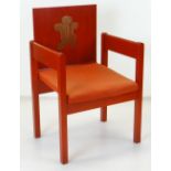 A 1969 PRINCE OF WALES INVESTITURE CHAIR by Lord Snowdon, built in stained beech and plywood with