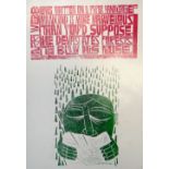 PAUL PETER PIECH limited edition (20/25) two colour linocut poster - entitled 'Lines Written on a