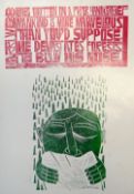 PAUL PETER PIECH limited edition (20/25) two colour linocut poster - entitled 'Lines Written on a