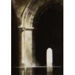 NAOMI TYDEMAN watercolour - architectural view of part of St David's Cathedral, signed, 33 x 22.5cms