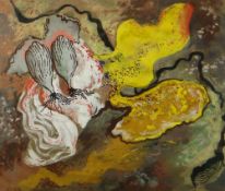 ERIC MALTHOUSE gouache, mixed media - study of a rock pool, signed indistinctly (bottom left in