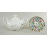 A SWANSEA PORCELAIN SUCRIER & COVER circular and of fluted form with elevated loop handles and