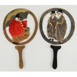 A RARE PAIR OF CARVED & PAINTED STORY-TELLING PADDLES BY VALE OF CLWYD TOYS circa 1915, depicting