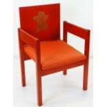 A 1969 PRINCE OF WALES INVESTITURE CHAIR by Lord Snowdon, built in stained beech and plywood with