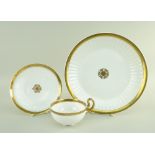 A SWANSEA PORCELAIN PARIS FLUTE BREAD PLATE & BREAKFAST CUP & SAUCER the plate of circular form,