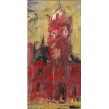 MATTHEW STEELE acrylic, charcoal and glue - the historic Pierhead Building, Cardiff, entitled verso