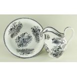 A SWANSEA GLAMORGAN POTTERY JUG & BOWL SET WITH 'SHELL & FLOWERS' TRANSFER the jug of baluster