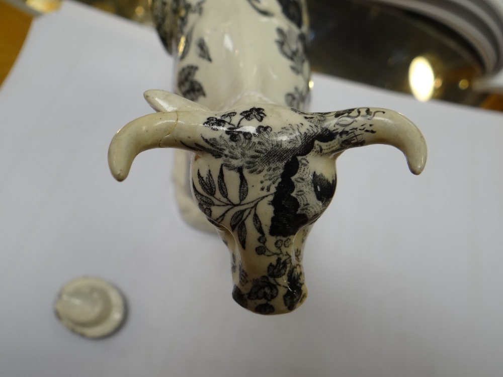 A GLAMORGAN POTTERY COW CREAMER with tail as loop handle, standing on a naturalistic oval base, - Image 19 of 21