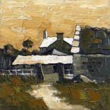 WILF ROBERTS oil on board - Ynys Mon farmstead, entitled verso 'Farmhouse Bodedern', signed and