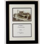 SIR KYFFIN WILLIAMS RA signed Christmas card - presented with a reproduction of a work on paper with