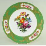 A NANTGARW PORCELAIN PLATE DECORATED IN THE SEVRES STYLE of shaped circular form and having an apple