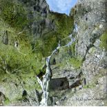 MALCOLM EDWARDS watercolour - Eryri mountains, entitled on Ffin-y-Parc label verso 'Rhinog Gulley'
