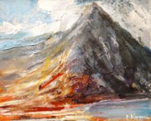 PETER KETTLE oil on canvas - Eryri landscape, entitled 'Tryfan, Above Llyn Ogwen', signed, 20 x