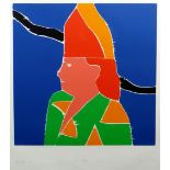 PHILIP SUTTON RA limited edition (17/25) five colour woodcut on Japanese paper - figure in hat on