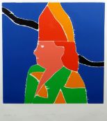 PHILIP SUTTON RA limited edition (17/25) five colour woodcut on Japanese paper - figure in hat on