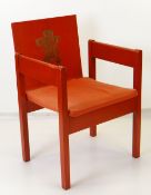 A 1969 PRINCE OF WALES INVESTITURE CHAIR by Lord Snowdon, built in stained beech and plywood with