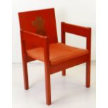 A 1969 PRINCE OF WALES INVESTITURE CHAIR by Lord Snowdon, built in stained beech and plywood with