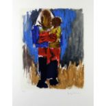 JOSEF HERMAN limited edition (78/150) colour print - figure with child in her arms, entitled